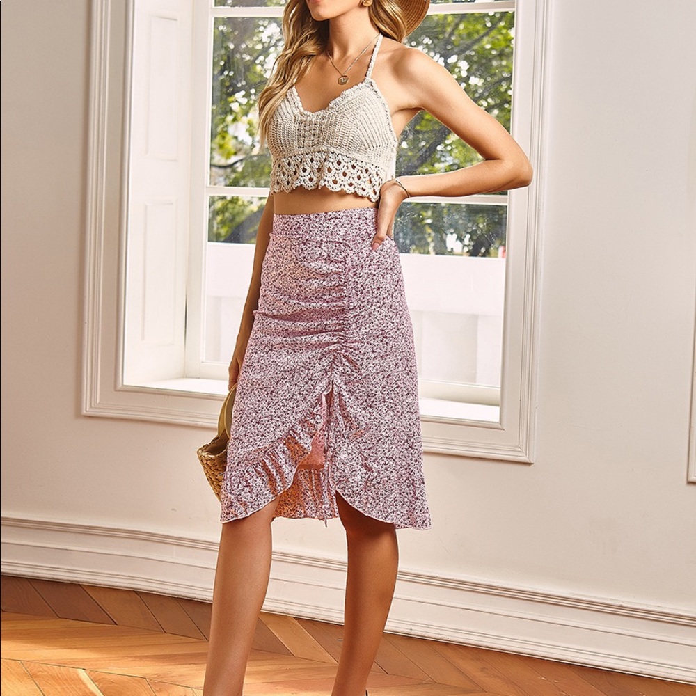 Print Drawstring Hem Skirt - Picture 5 of 6